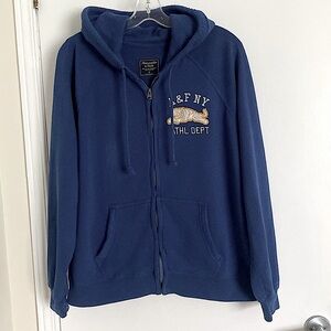 ABERCROMBIE & FITCH, A&F NY Blue hoodie with metal zipper Size XXL Unisex